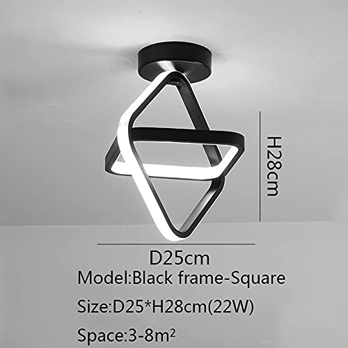 Plafonnier LED 22W double carré noir éclairage modulable chaud et blanc froid