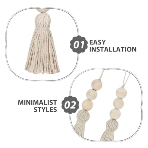 Cuentas de madera con borlas boho para decorar las puertas de casa 8