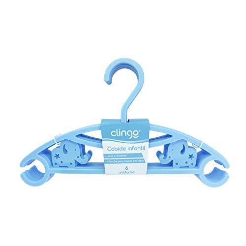 6 Cabides Infantil Elefantinho, Clingo, Azul