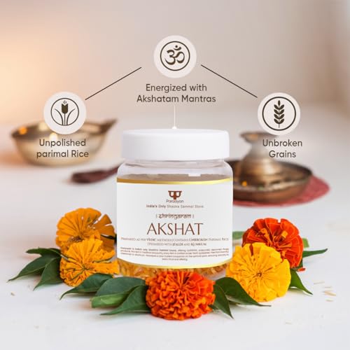 Image of Pure Puja Akshat | 100 Gram | Pack of 2 | Sacred Rice | Blessed with Mantras