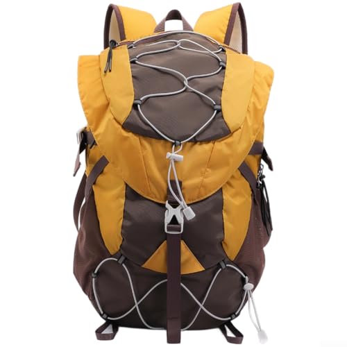 Sac à dos de randonnée pliable ultraléger imperméable jaune-marron