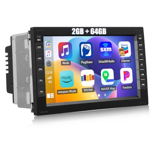 2G+64G CAMECHO Android 13 Autoradio con Navi para VW Golf 4 Polo Sharan Jetta MK4 T5 Multivan,7 Zoll Doppel DIN Autoradio con Carplay Android Auto Bluetooth RDS/FM WiFi e USB