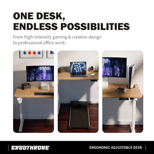 Image of V ONE Electric Standing Desk with 1-Piece Solid Top | Heavy Duty Height Adjustable Computer Desk | 3 Memory Preset | 5 Year Warranty | for Home Office (Claire Ork, 120 * 60 CM)