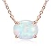 Produktbild Angel caller Roségold Opal Anhänger Kette Halskette S925 Sterling Silber Erstellt Oval Fire Opal Schmuck Geschenke für Frauen Damen, 16 + 2 Zoll