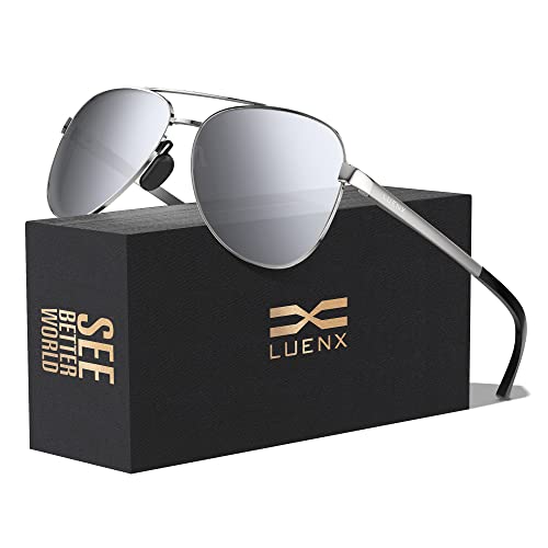 Luenx Aviator Sunglasses For Men Women Polarized - Mirrored Driving Uv 400 Protection(Silver) #TOP1