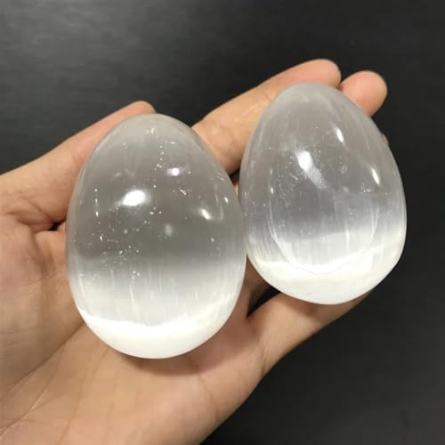 Œuf en cristal de sélénite véritable sculpté objet d'art minéral d'exception