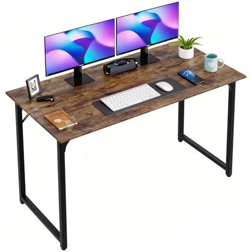 Image of PayLessHere | 47 Inch Computer Desk | Vintage | Office Desk with Metal Frame, Adjustable Feet | Water-Resistant, Scratchproof Surface | Sturdy Writing Table for Home Office or Study | Pack of 1