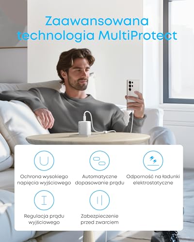 Anker Ładowarka USB C 45 W, zestawy ładujące z 1.5M kablem, szybka ładowarka, kompaktowa ładowarka, kompatybilny z iPhone 16/15/14/13, iPad, Samsung Galaxy S24/S23, Pixels (Biały, 1 opakowanie)