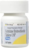 Vista 1 de Rising Pharma - Cetirizina HCI 5 mg - Tabletas antihistamínicas para alergia estacional - 100 tabletas