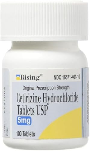 Rising Pharma - Cetirizina HCL 5 mg - Antihistamínico Antihistamínico Estacional Alergia Tabletas - 100 Tabletas