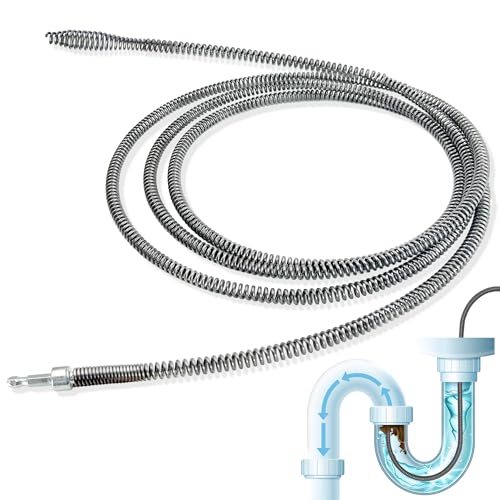 TINA Alambre Desatascador Tuberias 3 metros x 10mm, Cable Desatascador Tuberías Profesional Desastacador Desagues Fregadero Muelle Desatascador Tuberias Ducha Espiral de Limpieza de Tuberías