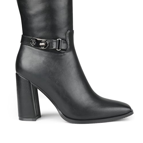 Zzheels Women's Knee High Boots Square Toe Chunky Knee Heeled Boots Long Boots for Women3