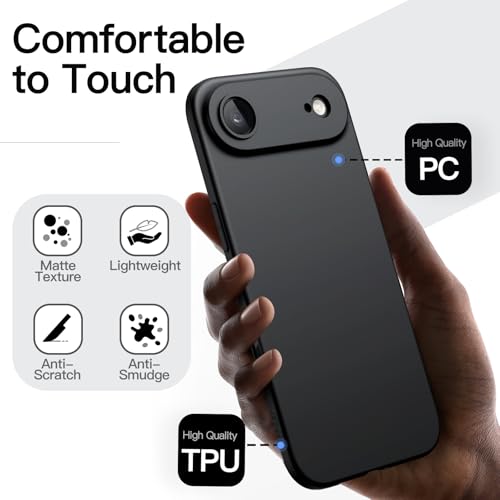 Image of JETech Slim Case for iPhone Air, Ultra-Thin Lightweight Minimalist Phone Cover with Camera Lens Protection, Matte Anti-Fingerprint Finish, 6.5-Inch Display (Black)