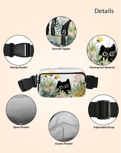 Image of Cat Fanny Pack Lightweight Belt Bag Fashion Waist Pouch | Waterproof, crossbody bags for women, sports, running, traveling, hiking
