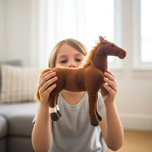 Image of Tickles Standing Horse Soft Stuffed Plush Animal Toy for Kids (Size: 30 cm Color: Brown)