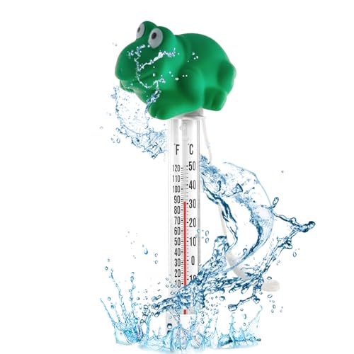 Termómetro de Piscina,Termómetro Flotante para Piscina,Rana Termómetros Legible con Cuerda,para Piscina,Escala Celsius,Para Spas,Piscinas,Acuarios,Estanques