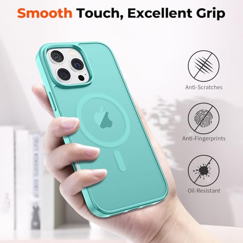 Protection iPhone 16 Pro zapica bleu vert pour éviter les rayures avec aimant MagSafe puissant