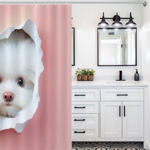 Rideau de douche chat imperméable et lavable en machine pour baignoire - 5