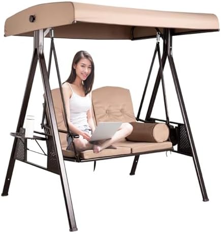 Waterproof Outdoor Swing Canopy Replacement Cover, Durable Patio Swing Top Cover for 3-Seater Garden Swing Chair & Hammock (Size: 78" W x 46" D)