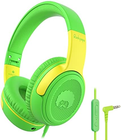 Rockpapa Circle ONE Wired Headphones with Microphone and Volume Control Foldable Lightweight Headset for Cellphones Tablets Smartphones Laptop Computer PC Mp3/4 CD DVD Black/Grey