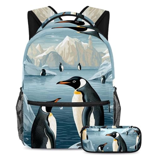 Trousse à crayons et cartable pingouin pour adolescents et enfants