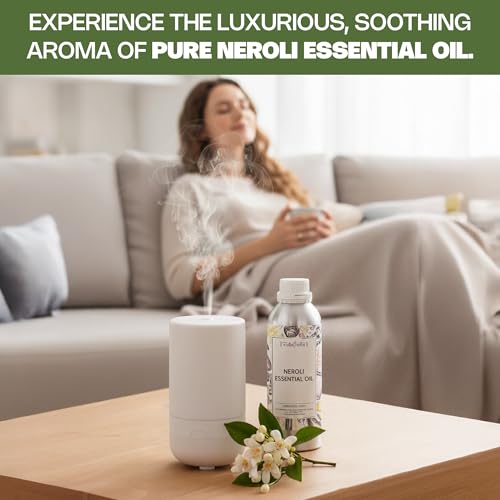 Image of VedaOils Neroli Essential Oil 100ml | 100% Pure Neroli Oil for Skin Care, Aromatherapy & Diffusers | Therapeutic Grade Floral Oil for Face, Massage & Relaxation