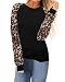 ZANZEA Women's Sexy Leopard Long Sleeve Chiffon Loose Blouse Casual Top Pullover Black US 10-12/ASIAN M