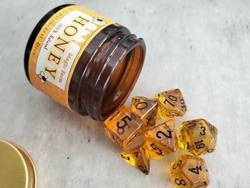 Generic Honey Dice for Dungeons & Dragons, Polyhedral Food Themed Tabletop RPG Dice Set
