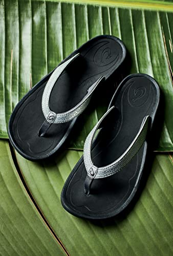 Olukai Womens Silver/Black Kulapa Kai Sandal - 8 B(M) Us #TOP5