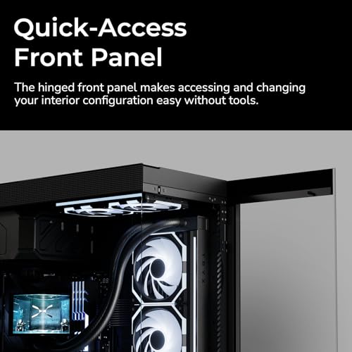 Image of TRYX Luca L70 ATX PC Case Panoramic Glass with Front Panel ATX Case Dual Chamber High Modularity 6000-Series Anodized Aluminum Frame Computer Case 420mm Radiator Support USB 3.2 Type-C I /O Panel
