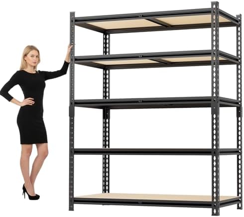 72" H Garage Shelving 2500LBS Storage Shelves Heavy Duty，5 Tier A...
