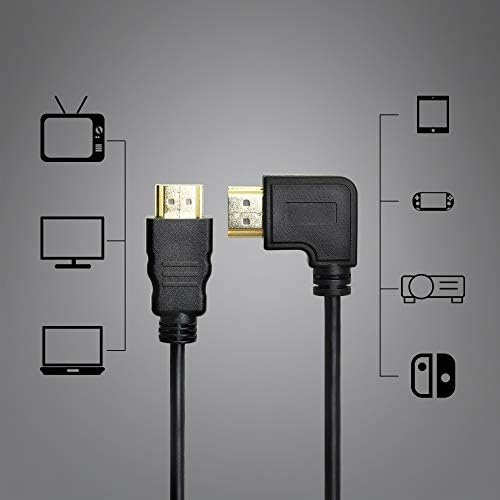 CERRXIAN HDMI Male to HDMI Right Angle CableHDMI Male to HDMI Male gold plated Converter Adapter Coiled Spiral CableSupport 2K 4K(30Hz), Audio Return(HDMI Right Angle)