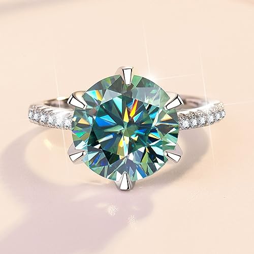 5 Carat Moissanite Rings for Women D Color VVS1 Blue/Yellow/Green Diamond Rings Moissanite Engagement Wedding Rings for Women with Certificate2