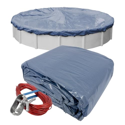 Robelle 15 ft Blue Winter Pool Cover for Above Ground Pools, 3 ft Overlap (18 ft Cover Size), Solid 7 x 7 Scrim, 2.2 oz/yd2, 8-Year Warranty, Style: 4615A