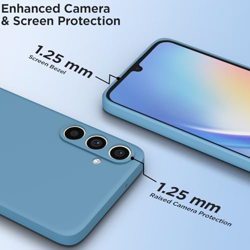 Image of Outlouders Back Cover for Samsung Galaxy A34 5G | Camera Protection | Durable Soft Matte Silicone Bumper Case (Aqua Blue)