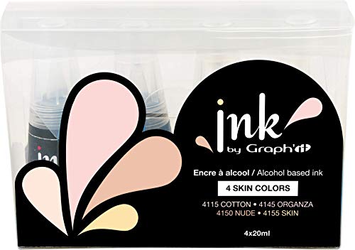 Graph'it - Ink Set d'Encre de Recharge pour Marqueurs à Alcool Graph’It Marker et Brush - Couleurs : Skin Colors - 4 Flacons de 25 ml - Dessin, Illustration et Manga