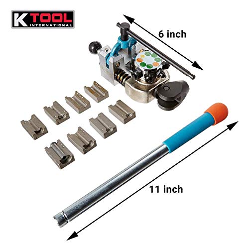 K Tool International 70081 45 Degree Automotive Brake Line Flaring Tool Set For Garages, Repair Shops, And Diy, Single, Double, And Bubble Flares, Vise-Mounted, T-Handle Clamp, Turret-Style Design #TOP5