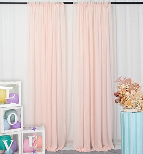 DUOBAO Peach Voile Curtains 2 Panels, 29''x96'', Rod Pocket, Living Room Drape, Sheer Chiffon Drapes for Window, Beach Curtain, Photography Backdrop