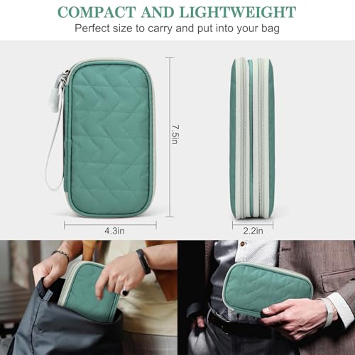 Image of FYY Electronic Organizer, Travel Cable Organizer Bag Pouch Electronic Accessories Carry Case Portable Waterproof Double Layers All-in-One Storage Bag for Cable, Cord, Charger, Phone,-Pattern Green