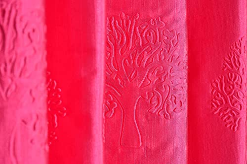 Image of Polyester Premium Tree Design Punching Screen for Home Office | Parda for Living Room Bedroom | Window Curtains 5 feet Long Set of 1 | Eyelet Rings | Pink Curtains