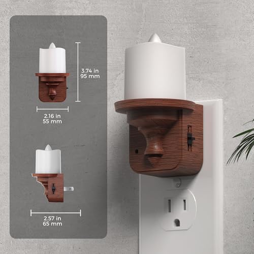 Image of L LOHAS LED Night Light, 2 Pack Amber Flameless Candle Night Light Plug in | Dusk to Dawn Sensor, 0-100LM LED Dimmable Nightlight, Vintage Decorative Night Lights for Hallway Bathroom