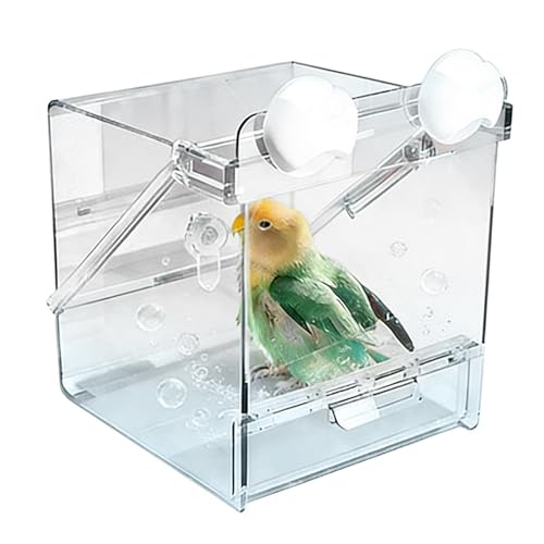 Pet Bird Bath,Clear Feeder - Bird Bath | for Feeding Aviary Small Medium Cockatiel Conure Lovebird Finch Cockatoo Care
