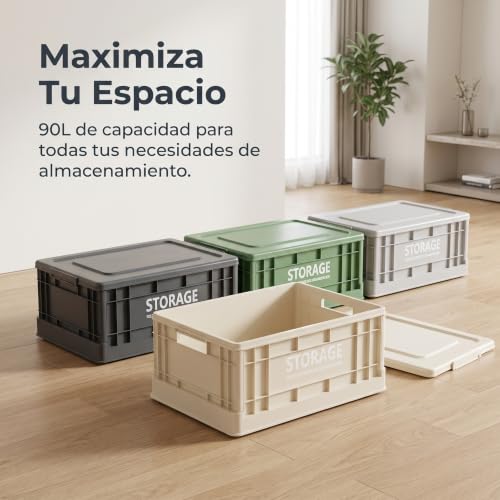 Caja plegable de plástico de 90L para solucionar la falta de espacio en armarios 8