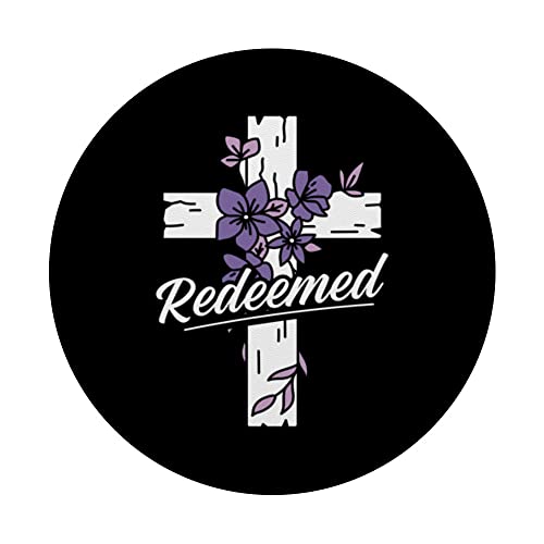 Christian Flowers Christianity Jesus - Bible Redeemed PopSockets Swappable PopGrip, Black - Image 3