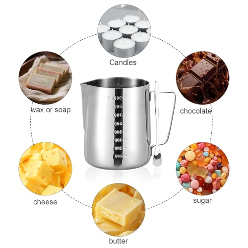 ZMDMAH Pot de fusion de 1000 ml avec graduation, pot de cire pour la fabrication de bougies, cuillère pour bougies, beurre, fromage, chocolat, fabrication de savon – vue 7