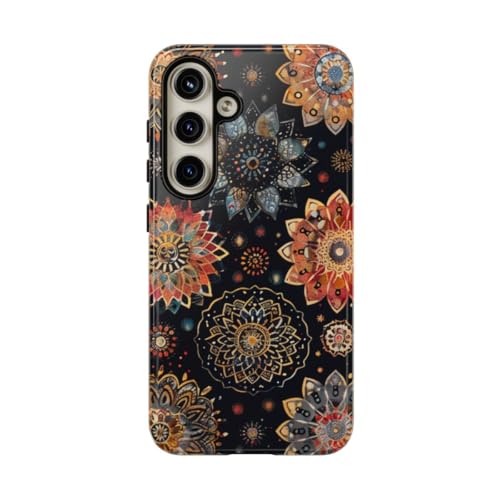 Coque Samsung S24 rigide brillante avec motif mandala coloré