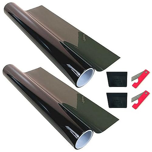 2 Rolls 15% Dark Black Window Tint Film - 10ft Privacy Shade for Cars, Offices - Auto Front Windshield Heat & UV Block Scratch Resistant Adhesive