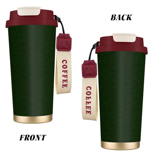 Hunter Green Trinkflasche mit Strohhalm-Deckel, Edelstahl, breite Öffnung, isoliert, auslaufsicher, für Damen, Rot