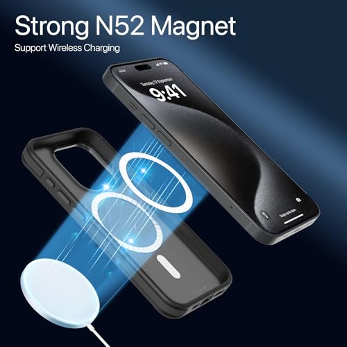 Image of Vaku Luxos Polycarbonate Elemento Magpro Back Cover Case For iPhone 15 Pro Max Shockproof Scratch Resistant Slim Thin Military-Grade Protection Support Mag-Safe Wireless Magnetic Charging - Black