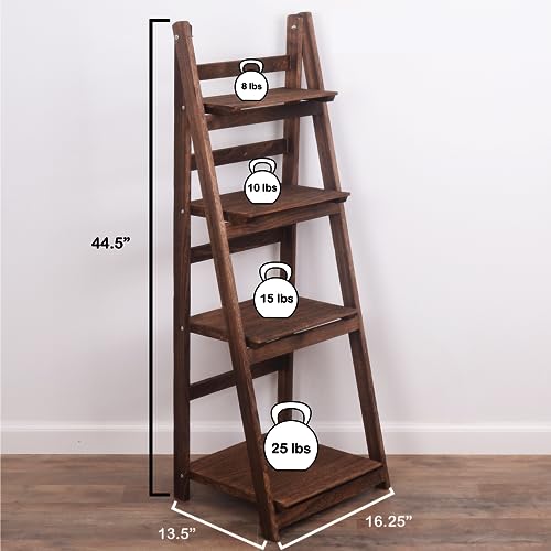 image for Milltown Merchants Ladder Shelf - Wooden Ladder Bookshelf - Leaning Bo